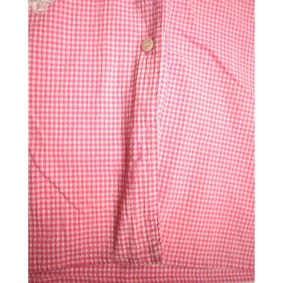 WOMEN'S PINK & WHITE PLAID EMBROIDERED BUTTON-UP TOP - KORET - SIZE 20W - Picture 3 of 5